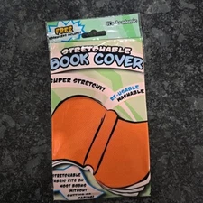 Jumbo Stretchable Bookcover, Washable/Reusable/Fabric, Fits 8 X 10 In Orange