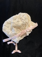 ANTIQUE LACE BONNET POINT DE GAZE NIGHTCAP CAP IVORY NEEDLE LACE 1880'S - 1910'S