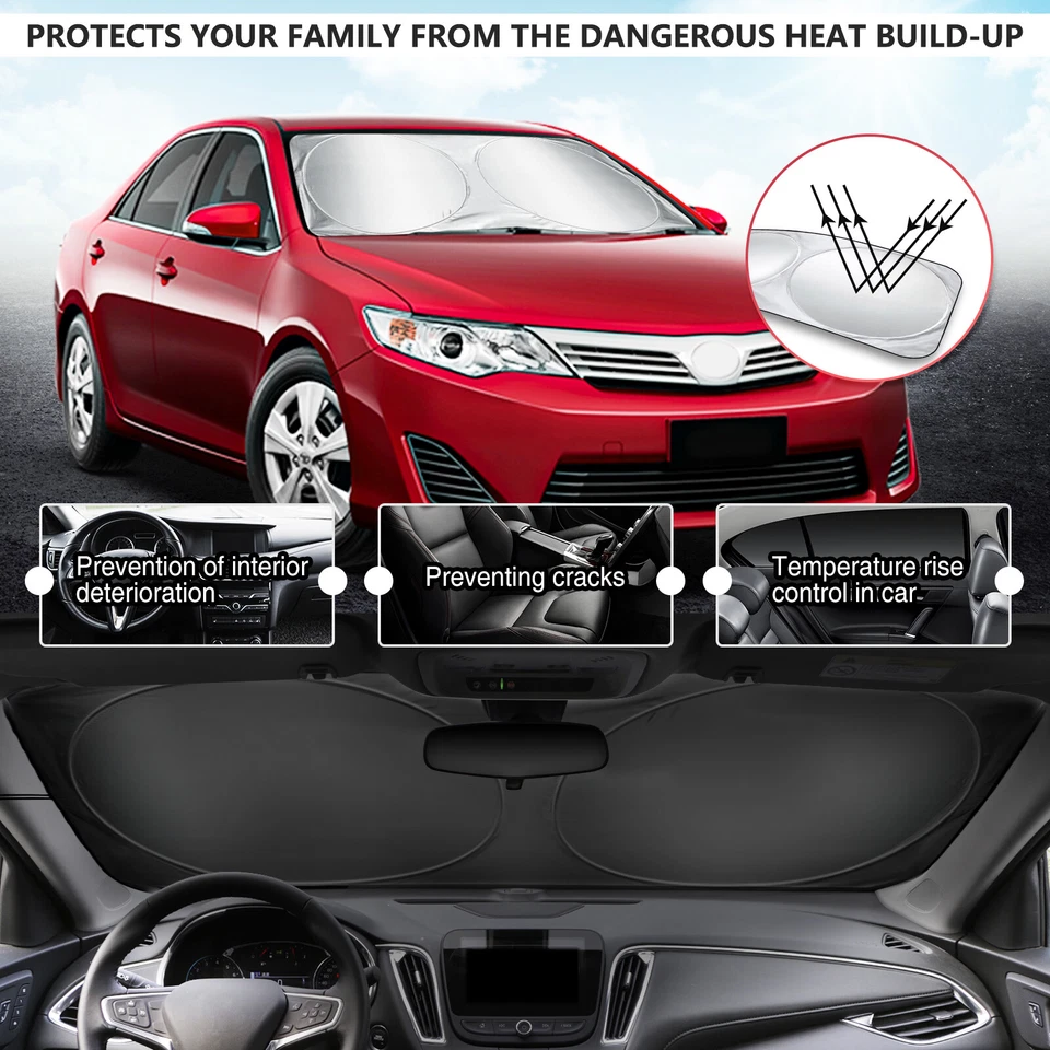 Fit For American Austin Car Windshield Cover Sun Visor Window Shade Foldable - Image 2 of 4