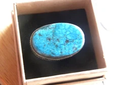 VINTAGE ROBIN BLUE ARIZONA TURQUOISE STERLING RING SIZE 8-1/2