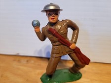 VERY NICE 1930s BARCLAY B76 738 LEAD DIME STORE G.I. SOLDIER BOMB THROWER 2