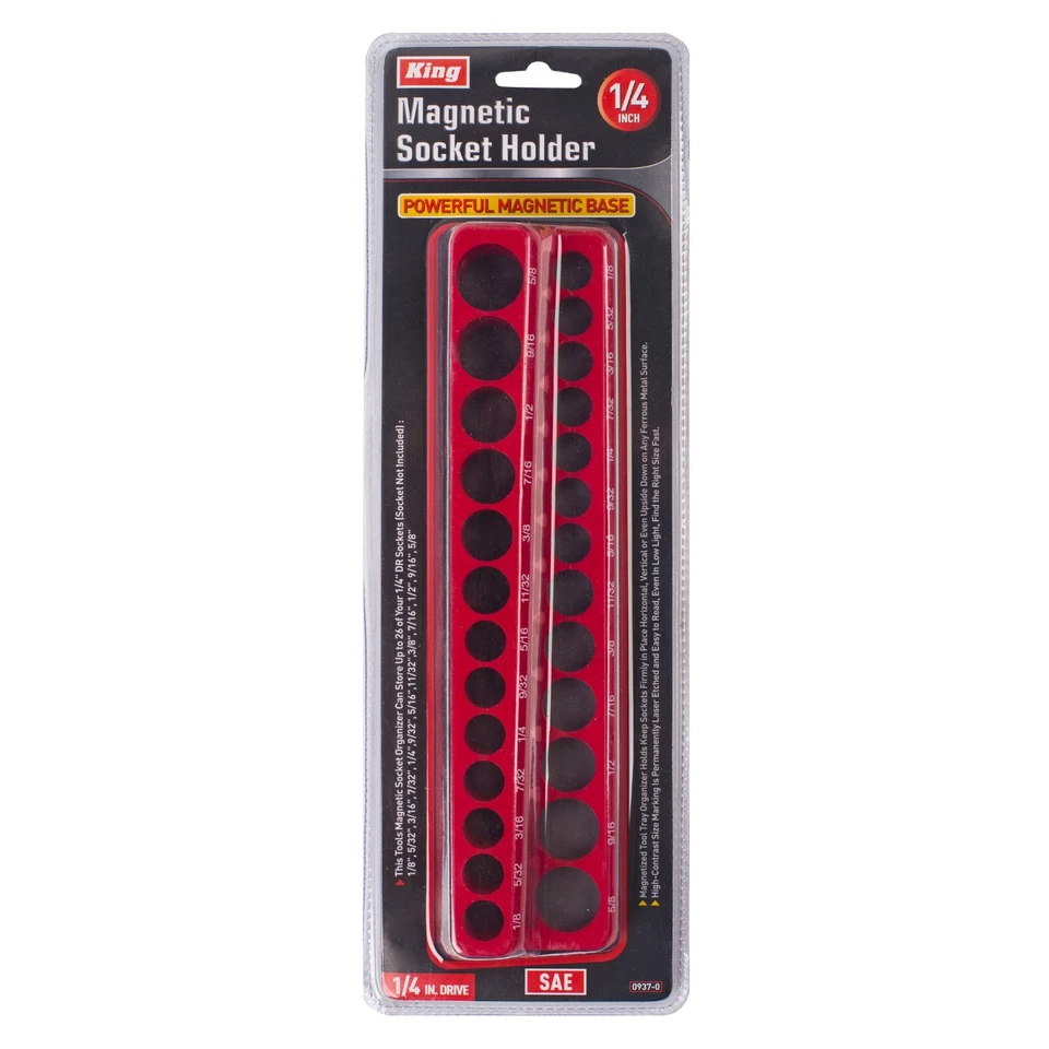 KING Magnetic Socket Organizer Holder 6-PACK Set 1/4'' 3/8'' 1/2'' Metric SAE - Image 3 of 4