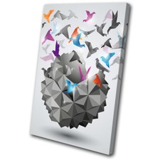 Birds Geometric Design Colourful Abstract SINGLE CANVAS WALL ART Picture Print