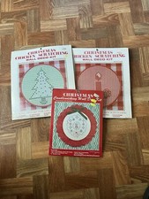 Vintage Lot of 3 Hoop Frame Christmas Needlepoint Kits - NEW