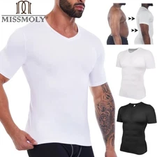 Mens Compression Shirt Slim Body Shaper Belly Control Workout Tank Top Shapewear