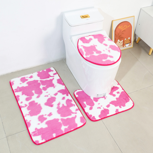 Home Bathroom 3-piece Bath Mat Small Rug with Toilet Seat Lid Cow Print - Bild 6 von 17