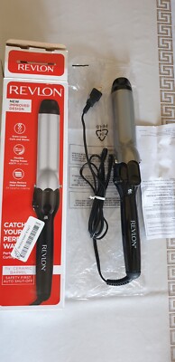 Revlon Heat Curling Iron Black & Gray 1-1/2'' Triple Coating Ceramic Barrel 400°F