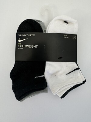 NIKE YOUNG ATHLETES LIGHTWEIGHT NO SHOW SOCKS SZ 10C-3Y
