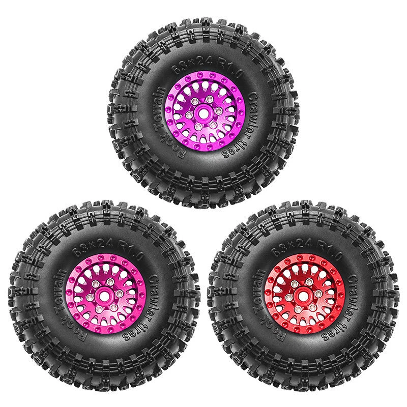 Aluminum 1.0" Beadlock Wheel Rim &Tires for Traxxas 1/18 TRX4M 1/24 SCX24 AX24 - Image 3 of 4