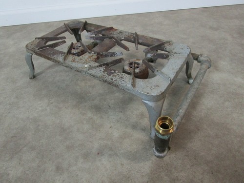 ANTIGUO ORIGINAL HIERRO FUNDIDO GAS 2 QUEMADORES PARRILLA ESTUFA CAMPING VESTAL - Imagen 7 de 9