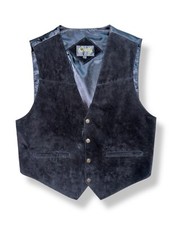 nwot SCULLY Suede Leather Button Vest Western Yoke Mens size L, Black