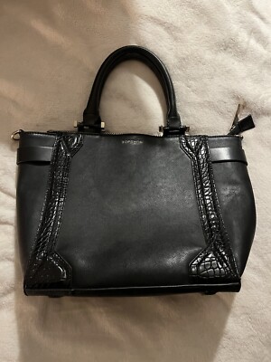 Topshop Black Handbag Faux Leather Snake Print Patent UK
