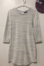 Gap Women Dress Size XS Blue White Smile Hemline Zips in Back Folded Cuffs 52