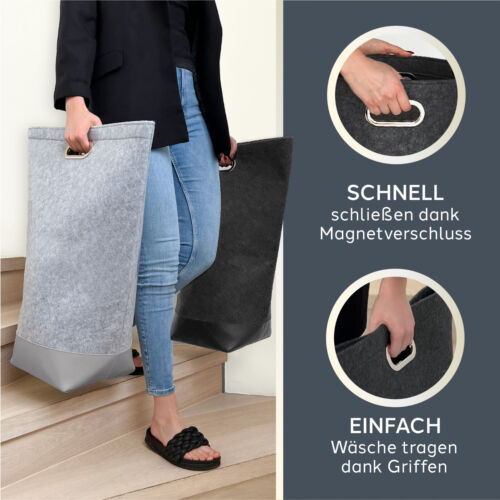 TULENO - XL Wäschesammler aus Filz Stoff - Wäschesack & Wäschekorb mit Griff - Bild 2 von 20