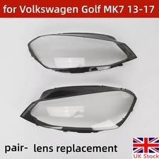 Headlight Lens Cover for Volkswagen Golf7 MK7 13-17 pair Left +Right Replacement