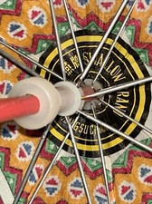 VTG Chinese Childrens Parasol Umbrella Cloth  Wood Doll Handle Swallow Brand