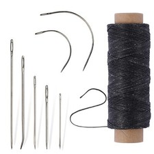 55Yards Waxed Thread Needle and Thread Kit with 7 Pcs Leather Needles for Hand