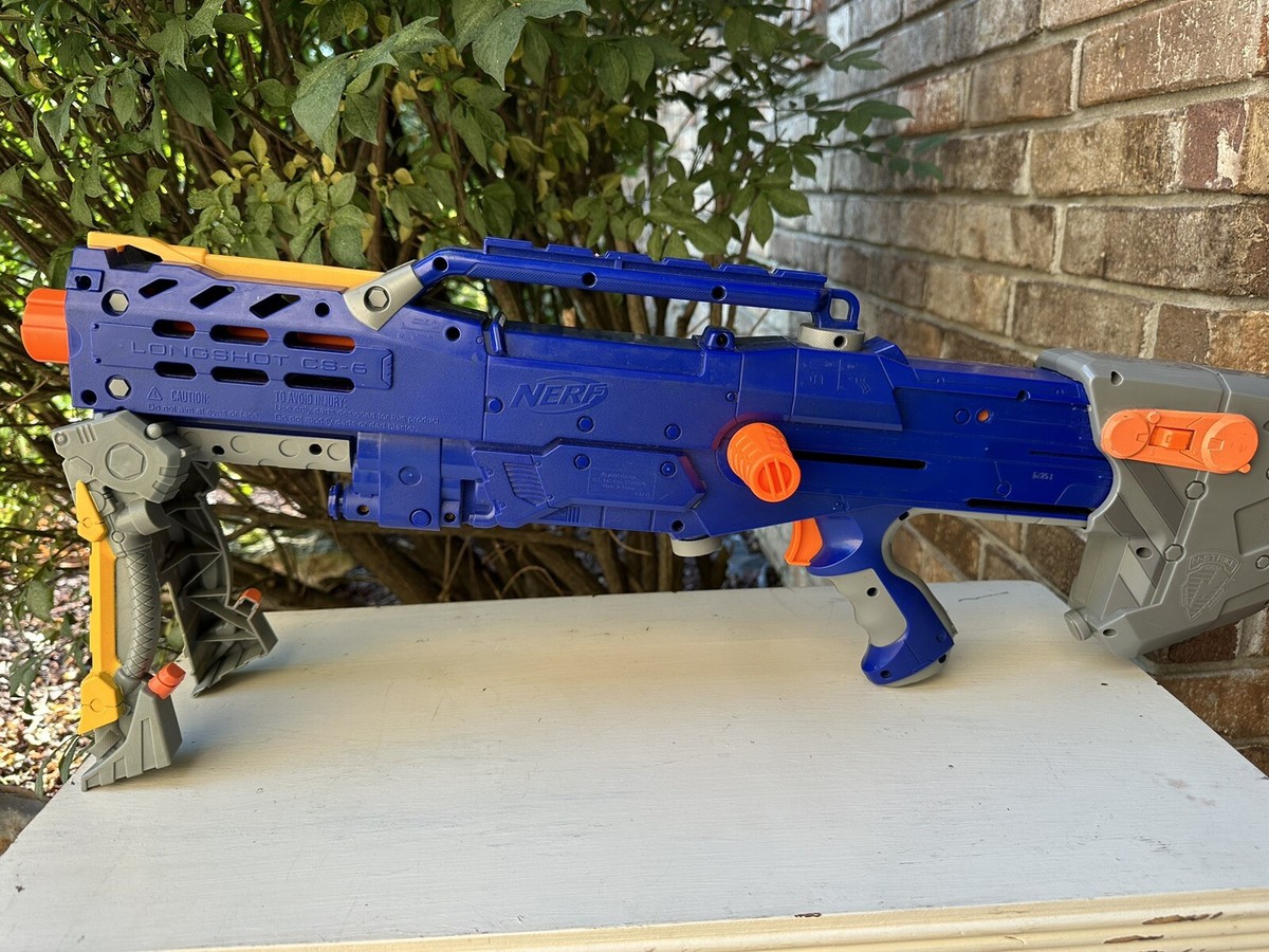 NERF LONGSHOT CS-6 LONGSTRIKE SOFT DART GUN USED N-STRIKE USED. | eBay