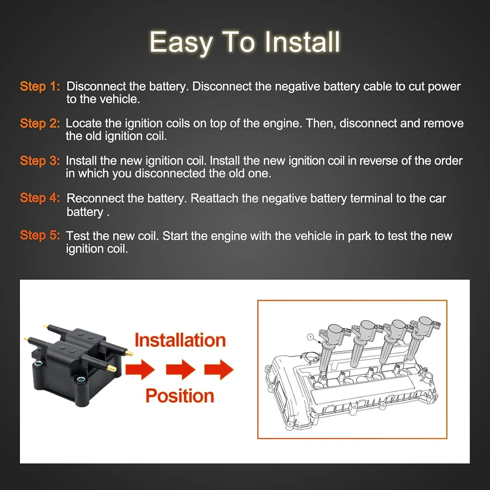 1X Ignition Coil Replacement For Various Vehicles For UF189 UF403 C1136 Foto 4 de 4