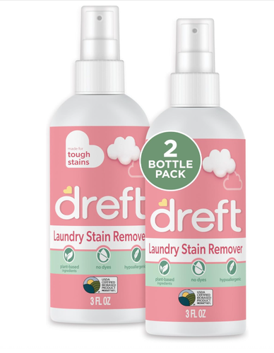 Dreft Baby Stain Remover Spray, Hypoallergenic, Travel Size, 3 fl oz (2 Pack)
