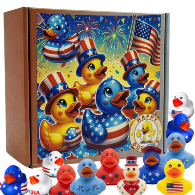 Patriotic Jeep Ducking Kit 25pc Rubber Ducks w/ App Happy Duck Bulk Bath Toys