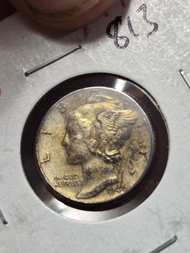 1940-S MERCURY DIME - AU UNC- With SOME CARTWHEELING MINT LUSTER & Green Toned