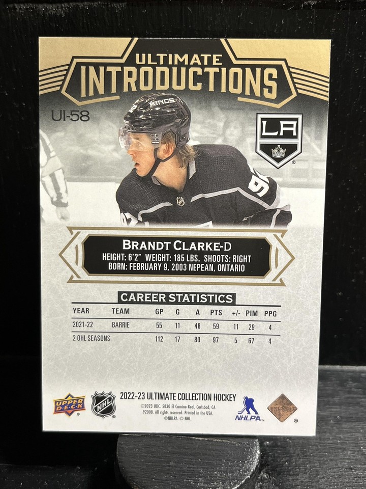 Rc Brandt Clarke #UI-58 2022-23 UD Ultimate Collection Ultimate ...