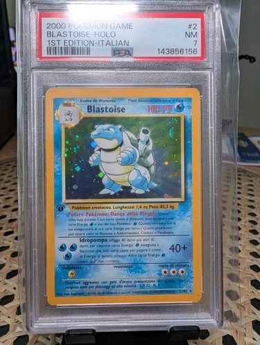 2000 Pokemon Game Italian 1st Edition Blastoise Holo #2 PSA 7