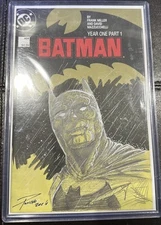 Batman Original Sketch By Poncho on a Batman:Year One Blank! W/ Toploader