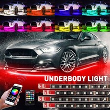 4pcs Rgb App Led Light Strip Under Car Tube Underglow Underbody System Neon Lamp