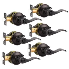 Privacy Bathroom Door Lock Lever Keyless No Keys Door 6 Pack Oil Rubbed Bronze