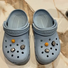 Crocs Kids Classic Clog Sandals Blue Slip On Strap Round Toe Logo US 6