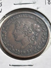 Rare 1841 Hard Times Token Millions for Defense Not One Cent