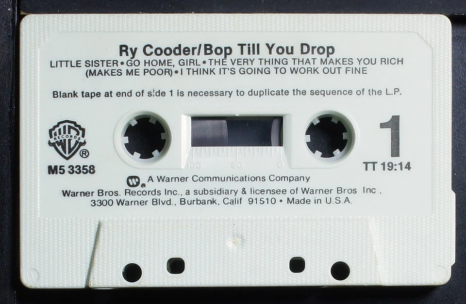 Ry Cooder - Bop Till You Drop - MC Cassette [NH28045] USA - Image 3 of 4