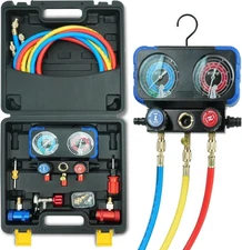R1234yf AC Gauge, 3 Way AC Manifold Gauge Set for R1234yf Refrigerant,