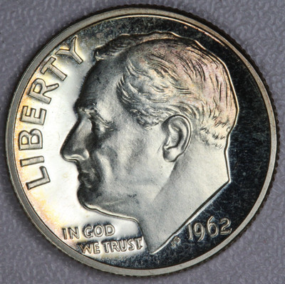 1962 Roosevelt Silver Dime 10C - Proof DCAM Toning