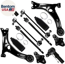 12Pcs Front Suspension Kit Lower Control Arm Lower Ball Joint Inner Outer Tie Ro