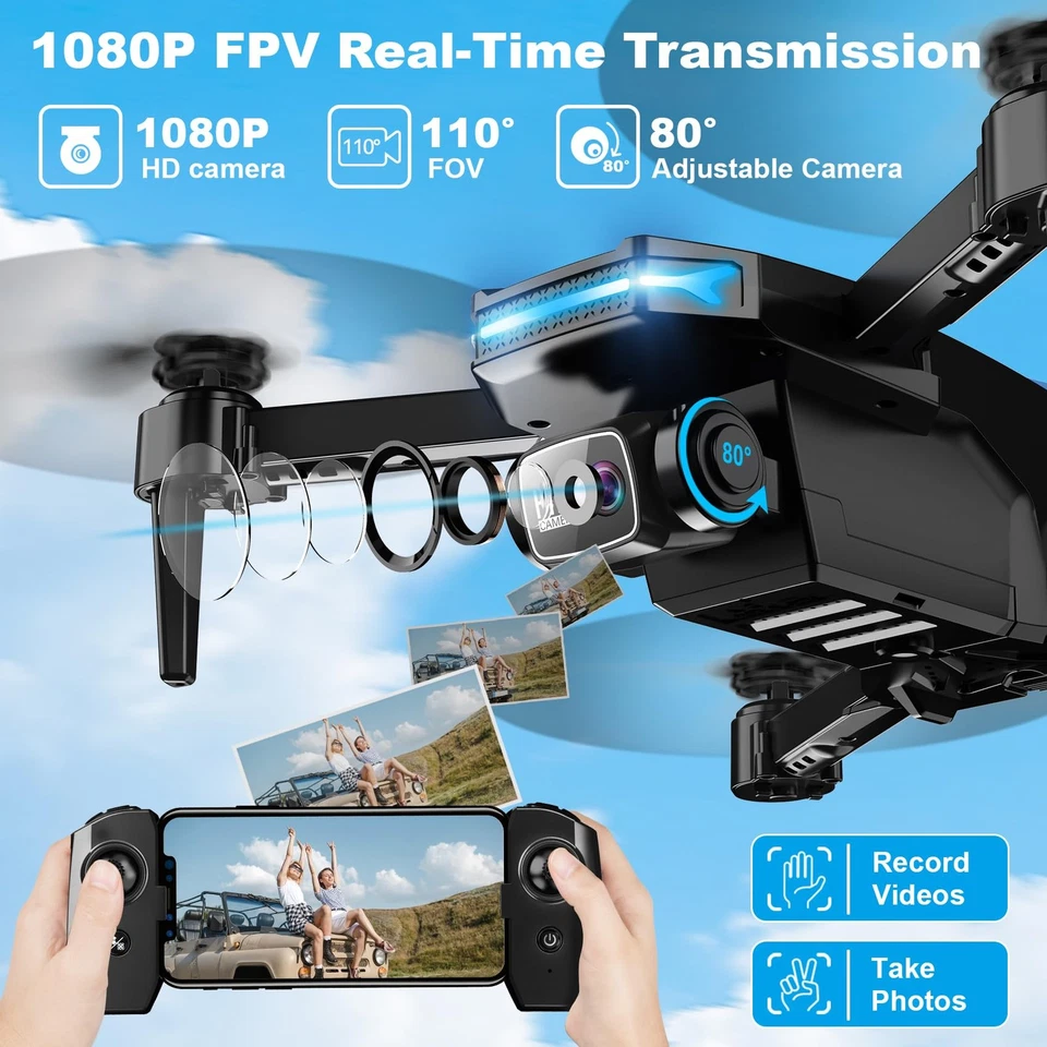 Drone with 1080P Camera - Foldable Remote Control Quadcopter with Voice Gestu... - Image 2 of 4