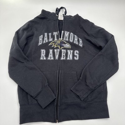 Women's Medium Baltimore Ravens NFL Full Zip Jacket With Hood Black Stylish