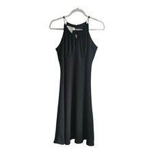 Nine West Womens SZ 8 Dress Black Sleeveless Beaded Straps Empire Waist Keyhole