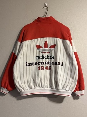Vintage 80s Adidas International 1948 Red & White Quilt Lined
