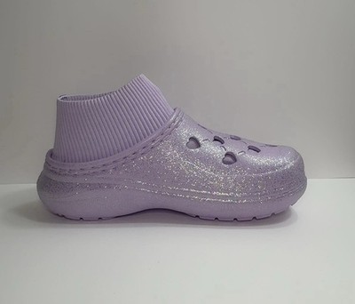 Justice Girls Purple Glitter Slip On Ankle Clog Shoes Flat Size 4 New with Box