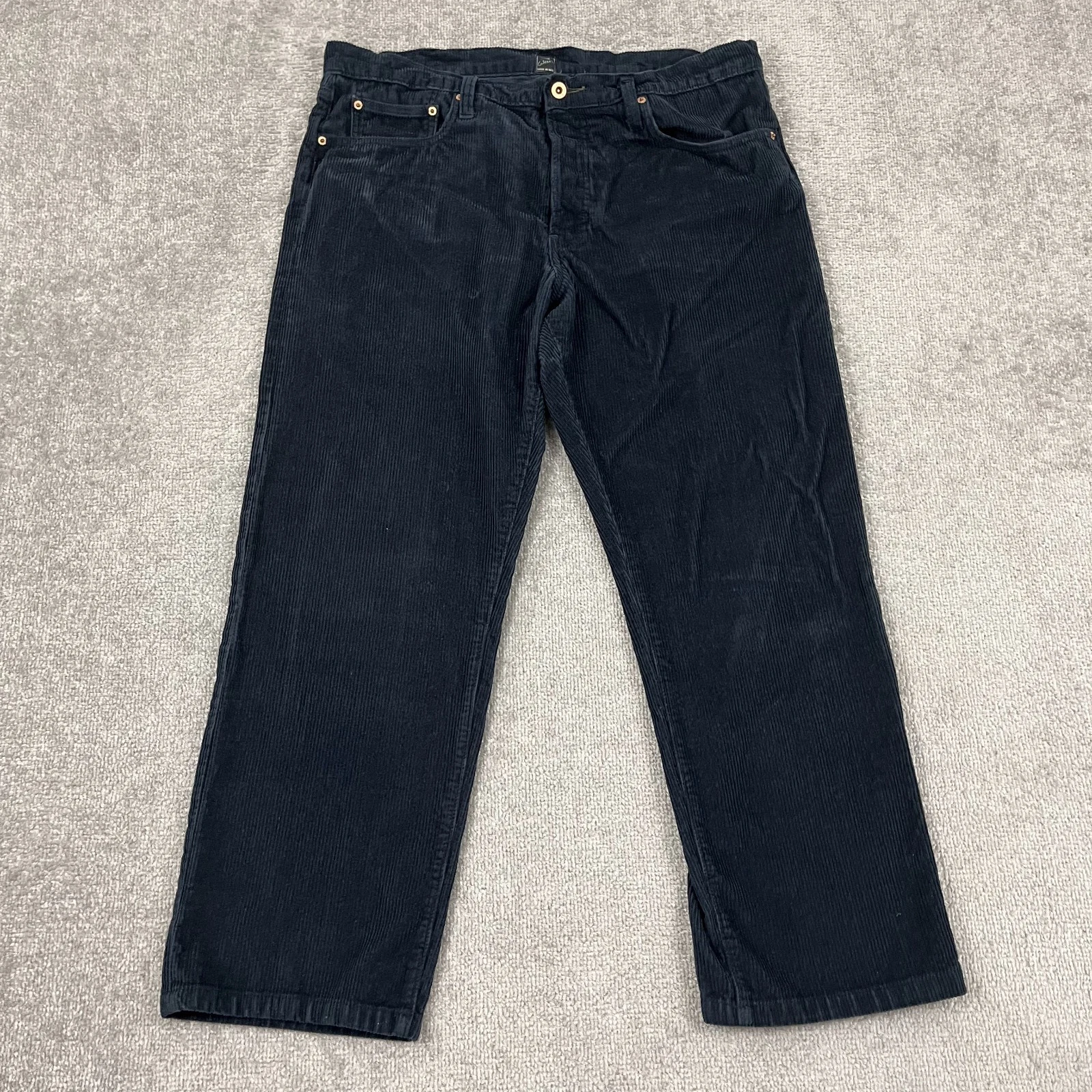 VTG Glenns NYC Pants Mens 38x28 Blue Woven Corduroy Straight Button Fly USA 90s