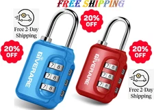 2 Pack Combination Lock, 3-Digit Padlock Keyless, Resettable Luggage Locks for B