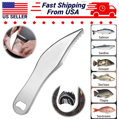 Fish Scale Remover Stainless Steel Scraper Fish Scaler Scaling Home Kitchen Tool