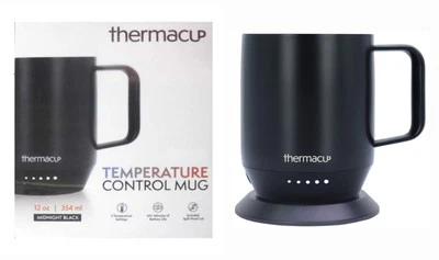 THERMACUP Premium Self-Heating, Temperature Controlled Black Coffee Mug 🆕