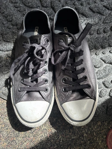 Sneakers basse Converse All Star in pelle da donna taglia 8 grigio