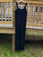 Venus Lined Black Crochet Jumpsuit Size L