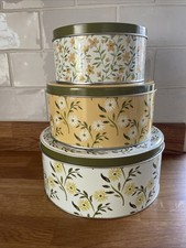 Set Of 3 Cake Storage Tins, Round, Spring, Flower Cake Tins