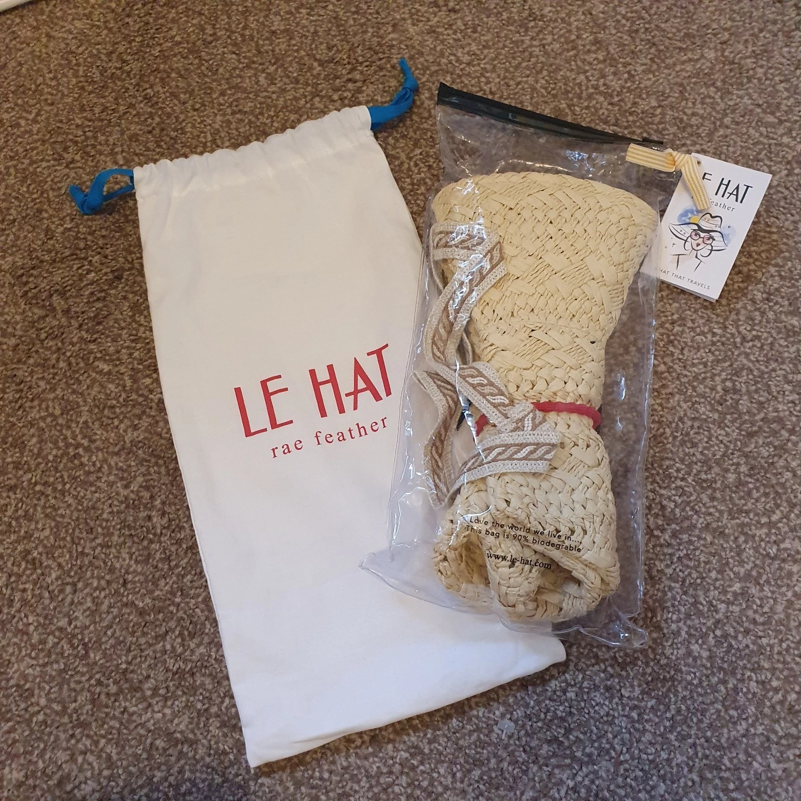 Le Hat Rae Feather Woven Straw Hat Boho Summer Beachwear Holiday Size 57